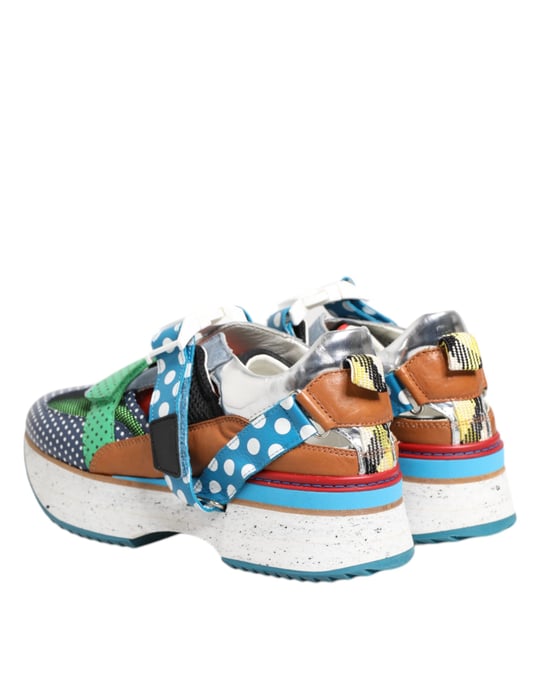 Dolce & Gabbana Mehrfarbige Leder Low-Top-Sneaker Schuhe - Image 5