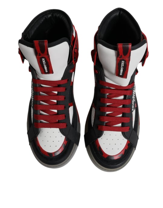Dolce & Gabbana Mehrfarbige Leder High-Top Sneakers Schuhe - Image 3