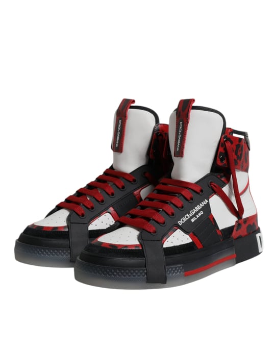 Dolce & Gabbana Mehrfarbige Leder High-Top Sneakers Schuhe - Image 4