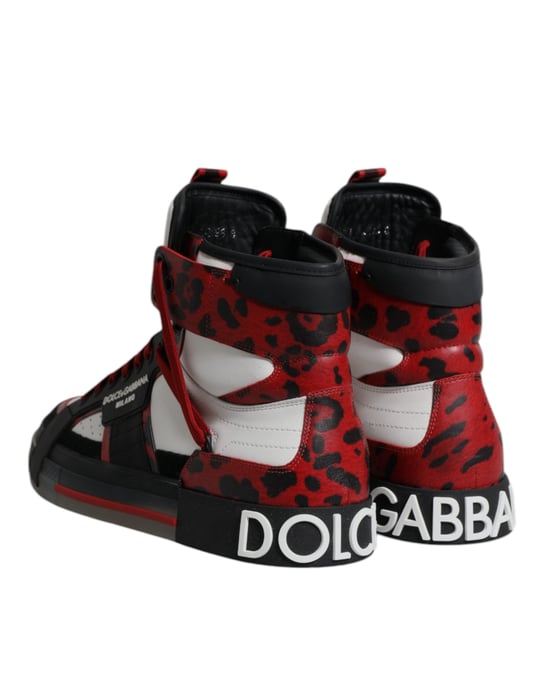 Dolce & Gabbana Mehrfarbige Leder High-Top Sneakers Schuhe - Image 5