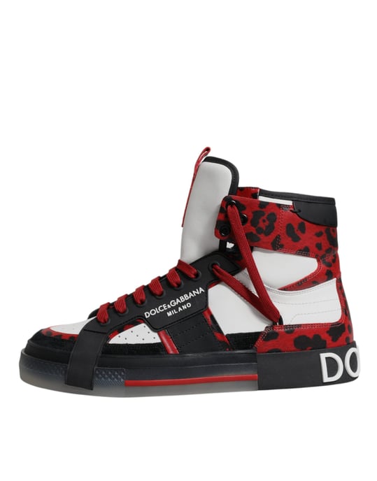 Dolce & Gabbana Mehrfarbige Leder High-Top Sneakers Schuhe - Image 6