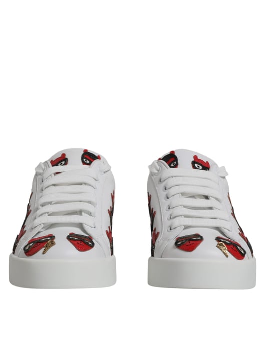 Dolce & Gabbana White Devil Face Portofino Sneakers Schuhe - Image 2