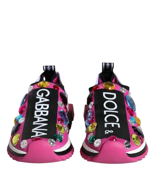 Dolce & Gabbana Pink Sorrento Kristall Low Top Sneaker Schuhe - Image 2