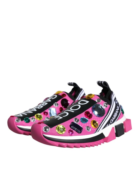 Dolce & Gabbana Pink Sorrento Kristall Low Top Sneaker Schuhe - Image 3