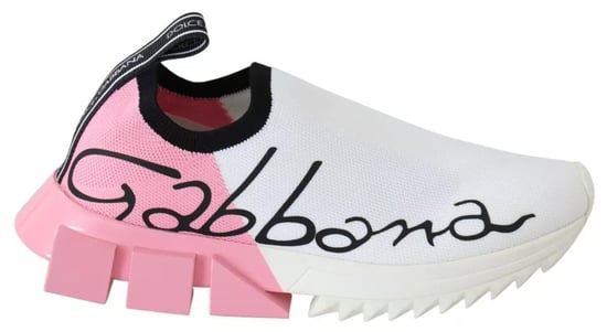 Dolce & Gabbana Pink White Logo Sorrento Sneakers Schuhe - Image 1