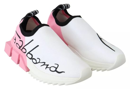 Dolce & Gabbana Pink White Logo Sorrento Sneakers Schuhe - Image 5