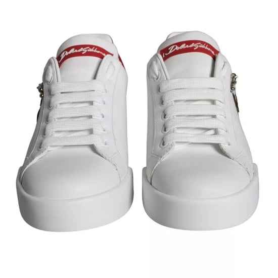 Dolce & Gabbana Weiße Patch Kalbsleder Nappa Portofino Sneaker Schuhe - Image 2