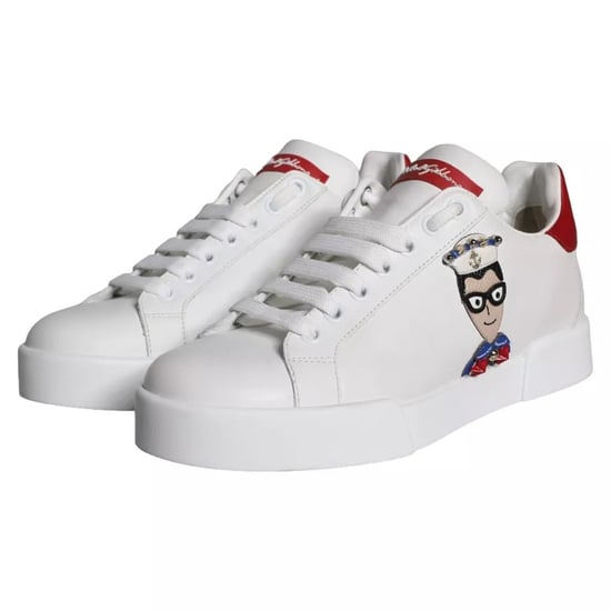 Dolce & Gabbana Weiße Patch Kalbsleder Nappa Portofino Sneaker Schuhe - Image 3