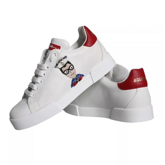 Dolce & Gabbana Weiße Patch Kalbsleder Nappa Portofino Sneaker Schuhe - Image 4