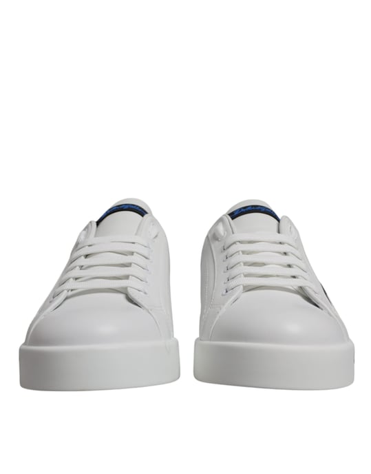 Dolce & Gabbana Weiße Blaue Leder Logo Niedrigschnitt Sneaker Schuhe - Image 2