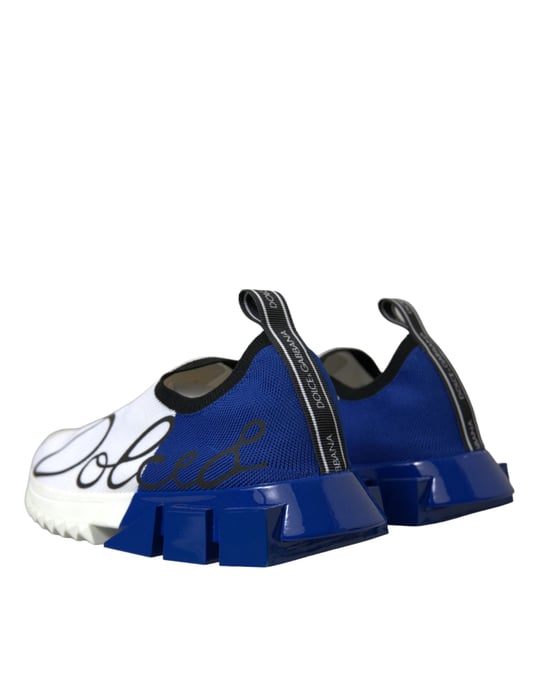 Dolce & Gabbana Weiße Blaue Sorrento Low Top Herren Freizeit Sneakers Schuhe - Image 4