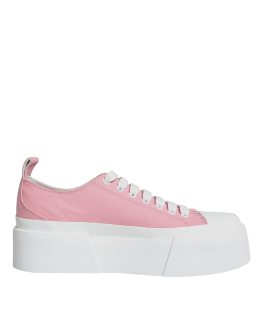 Dolce & Gabbana Pink White Canvas Logo Low-Top Sneaker Schuhe - Image 1