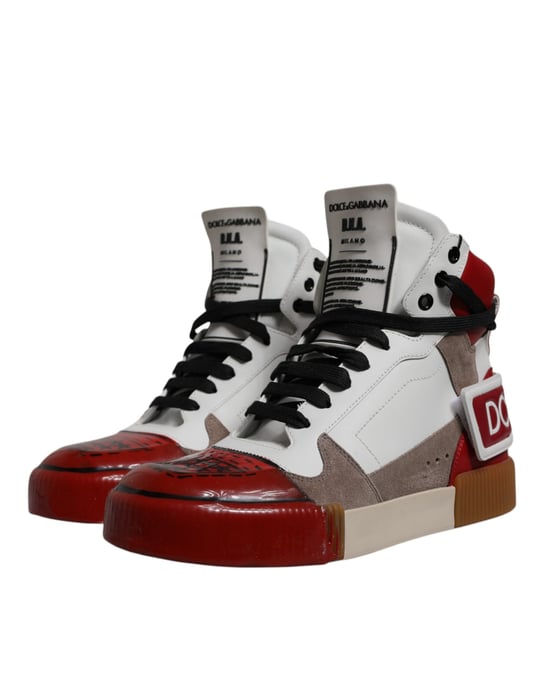 Dolce & Gabbana Mehrfarbige Leder High-Top Sneakers Schuhe - Image 3
