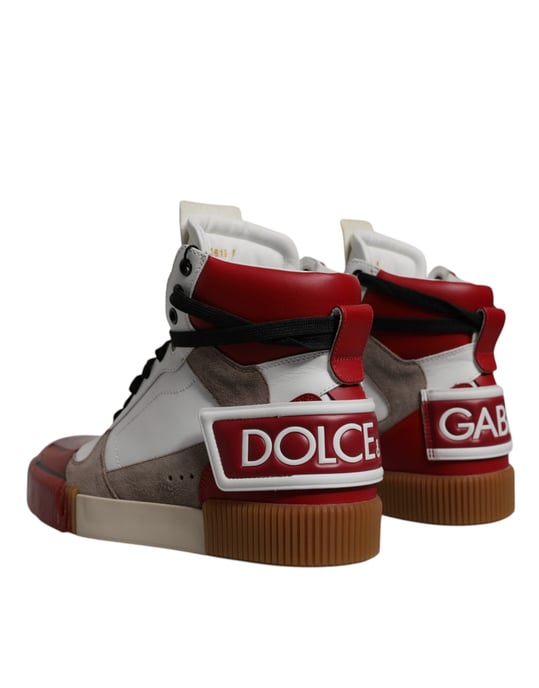 Dolce & Gabbana Mehrfarbige Leder High-Top Sneakers Schuhe - Image 4