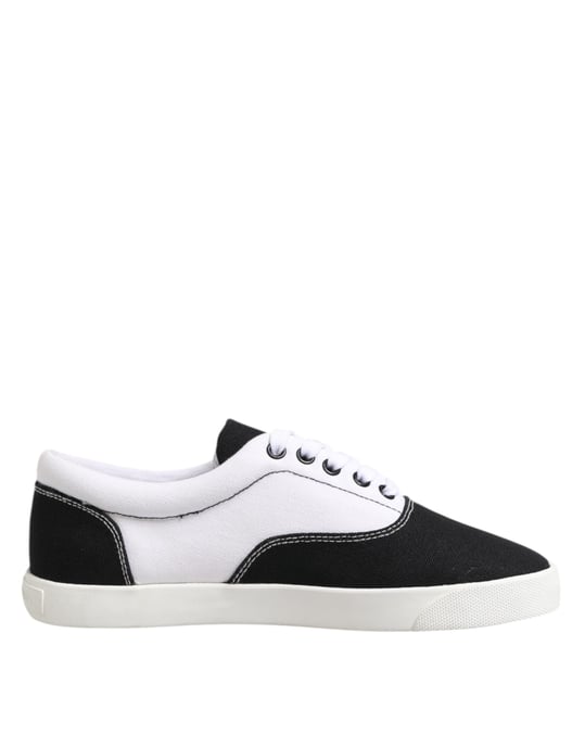 Dolce & Gabbana Schwarze Baumwollcanvas Schnürschuhe für Herren - Image 1
