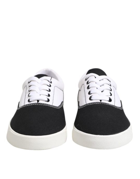 Dolce & Gabbana Schwarze Baumwollcanvas Schnürschuhe für Herren - Image 2