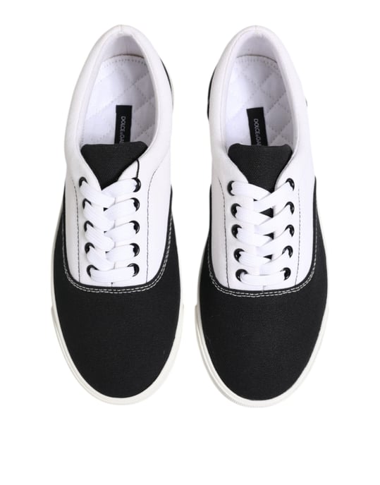 Dolce & Gabbana Schwarze Baumwollcanvas Schnürschuhe für Herren - Image 3