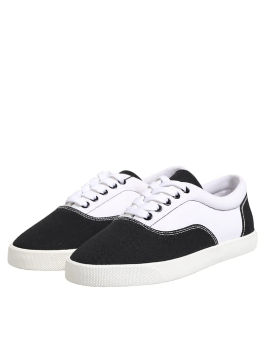 Dolce & Gabbana Schwarze Baumwollcanvas Schnürschuhe für Herren - Image 4