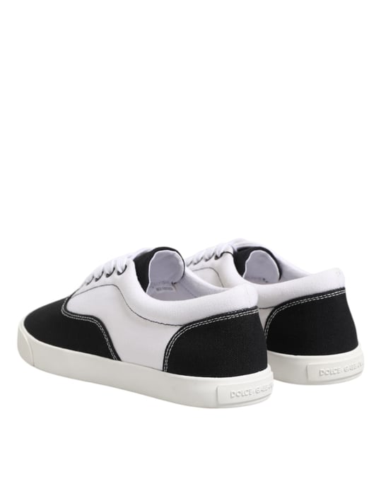 Dolce & Gabbana Schwarze Baumwollcanvas Schnürschuhe für Herren - Image 5