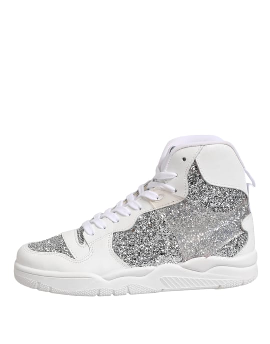 Chiara Ferragni Weiße Silberne High-Top Damen Sneaker Schuhe - Image 6
