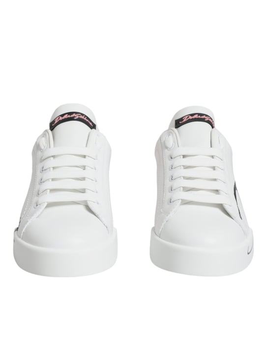 Dolce & Gabbana Weiße Rosa Portofino Niedrigschnitt Sneakers Schuhe - Image 2