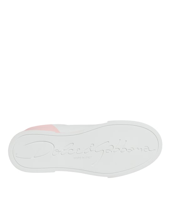 Dolce & Gabbana Weiße Rosa Portofino Niedrigschnitt Sneakers Schuhe - Image 6
