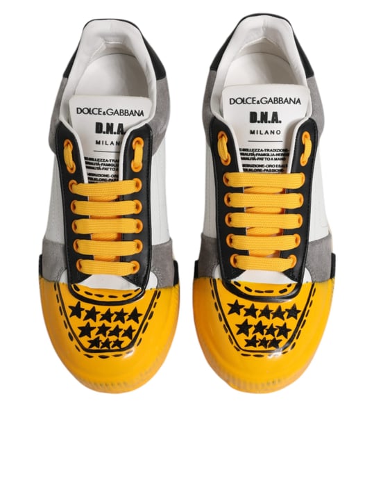 Dolce & Gabbana Mehrfarbige Leder DNA Low Top Sneakers Schuhe - Image 3