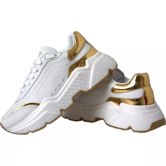Dolce & Gabbana White Gold DAYMASTER Leder Sneakers Herren Schuhe - Image 3