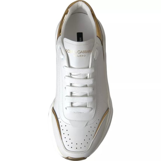 Dolce & Gabbana White Gold DAYMASTER Leder Sneakers Herren Schuhe - Image 4