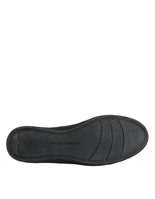Dolce & Gabbana Schwarze Gold Leder Klassische Sneakers Schuhe - Image 6