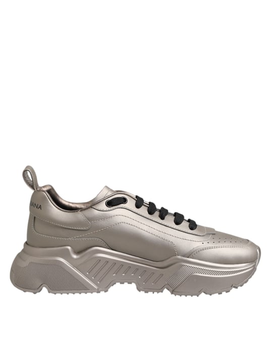 Dolce & Gabbana Silver DAYMASTER Leder Herren Sneakers Schuhe - Image 1