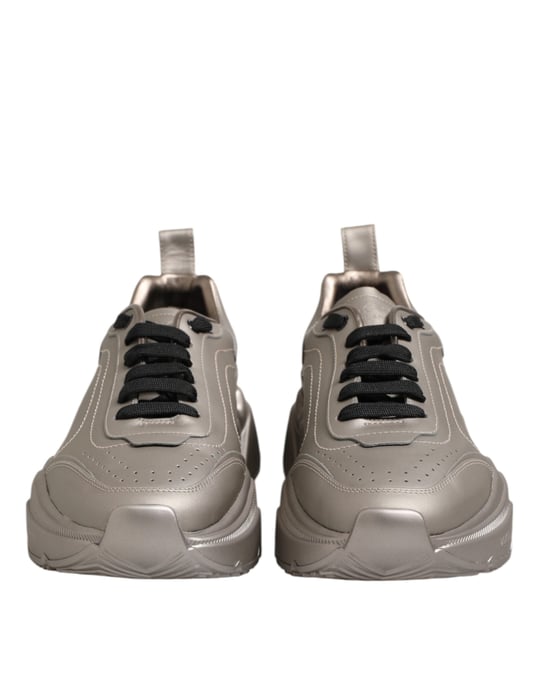 Dolce & Gabbana Silver DAYMASTER Leder Herren Sneakers Schuhe - Image 2