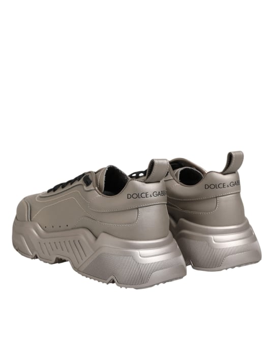 Dolce & Gabbana Silver DAYMASTER Leder Herren Sneakers Schuhe - Image 5