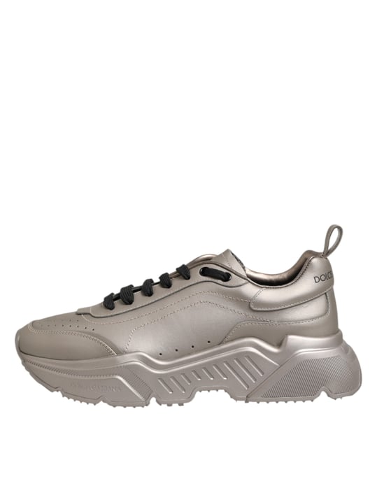 Dolce & Gabbana Silver DAYMASTER Leder Herren Sneakers Schuhe - Image 6