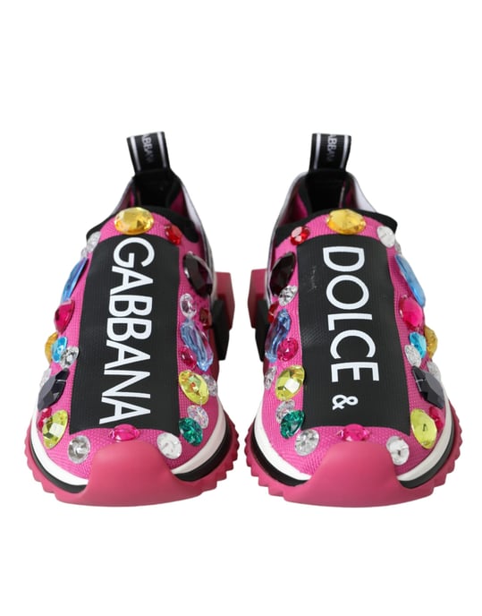 Dolce & Gabbana Pink Sorrento Kristall Sneakers Schuhe - Image 2