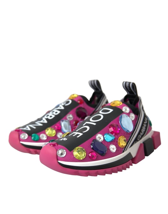 Dolce & Gabbana Pink Sorrento Kristall Sneakers Schuhe - Image 3