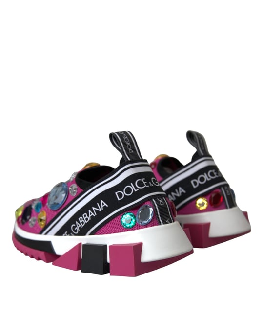 Dolce & Gabbana Pink Sorrento Kristall Sneakers Schuhe - Image 4