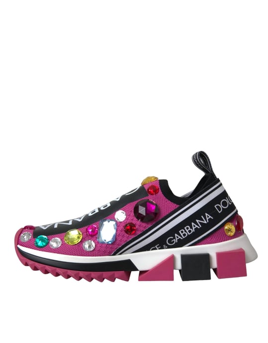 Dolce & Gabbana Pink Sorrento Kristall Sneakers Schuhe - Image 5