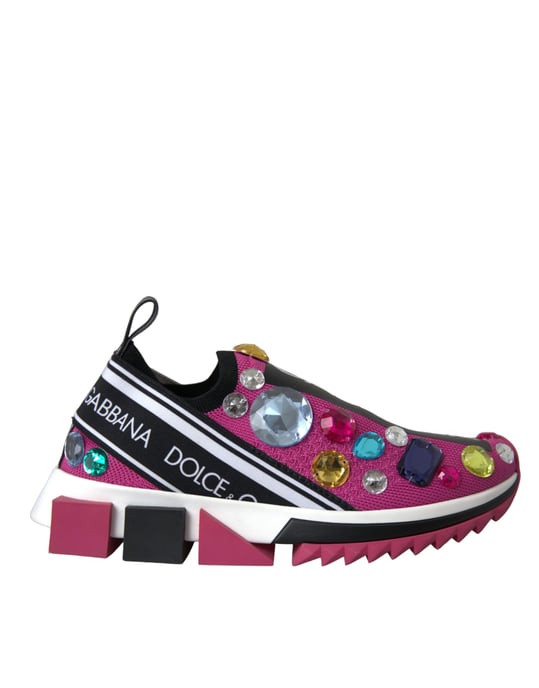 Dolce & Gabbana Pink Sorrento Kristall Sneakers Schuhe - Image 6