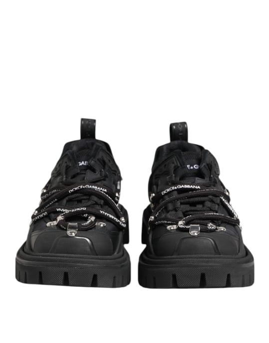 Dolce & Gabbana Schwarze Niedrige Schnür Trekking Sneaker Schuhe - Image 2