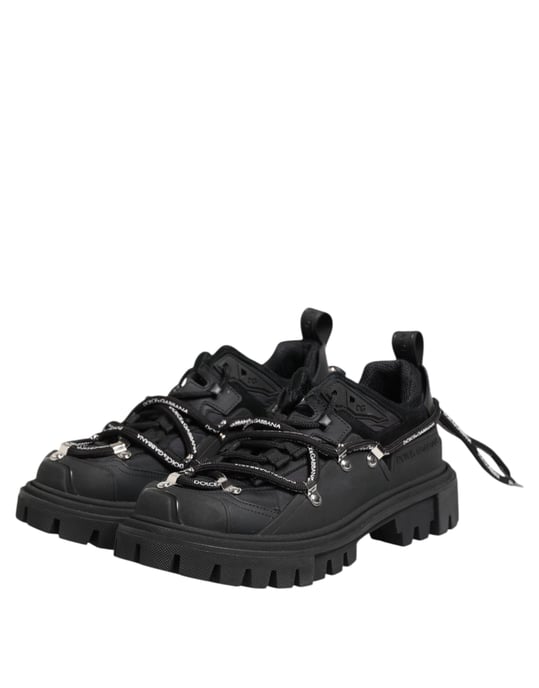 Dolce & Gabbana Schwarze Niedrige Schnür Trekking Sneaker Schuhe - Image 4