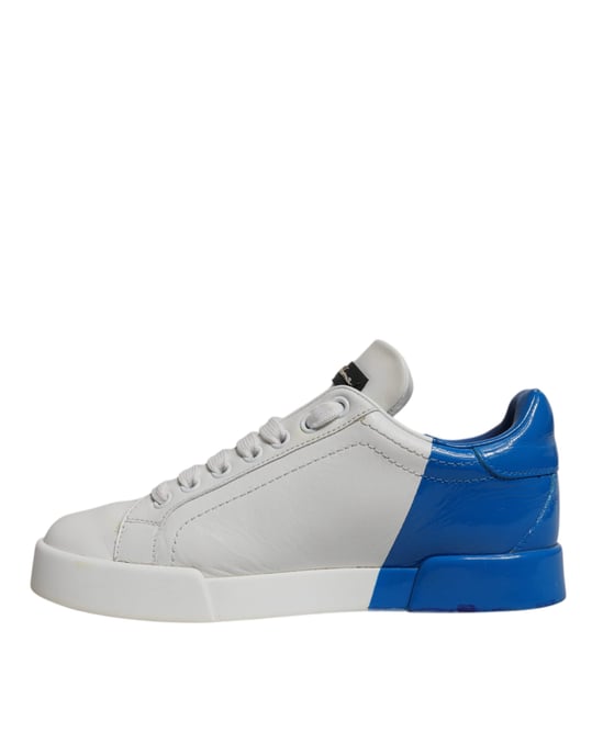 Dolce & Gabbana Weiße Blaue Logo Portofino Sneakers Schuhe - Image 5