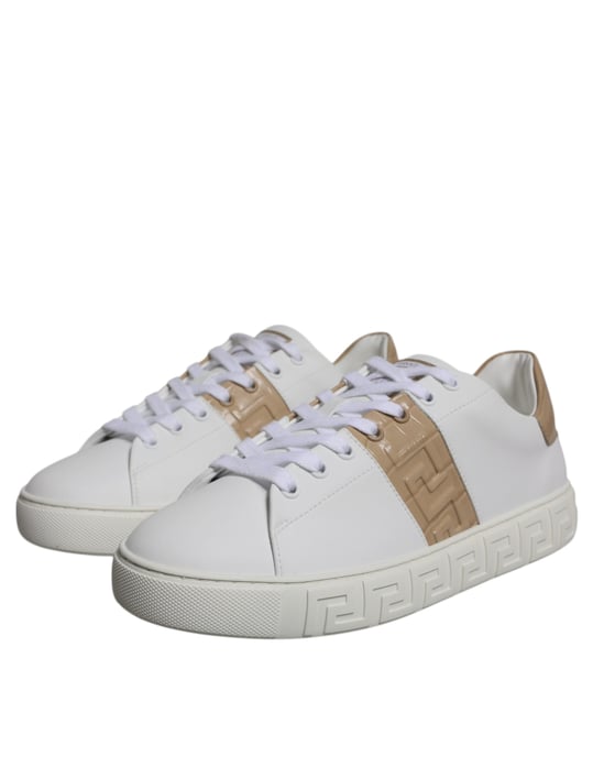 Versace Weiße Braune Greca Print TPU Low Top Herren Sneaker Schuhe - Image 3