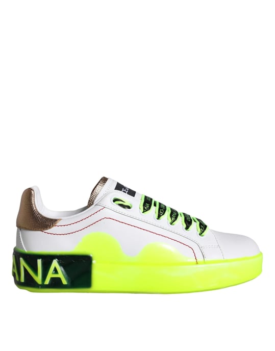 Dolce & Gabbana Weiße Leder Portofino Niedrigschnitt Sneaker Schuhe - Image 1