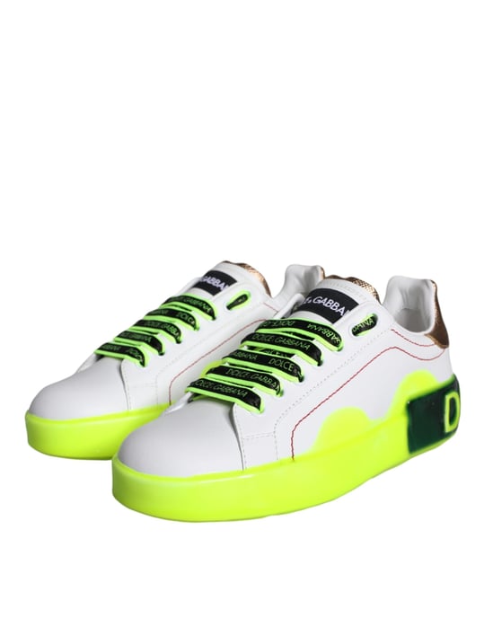 Dolce & Gabbana Weiße Leder Portofino Niedrigschnitt Sneaker Schuhe - Image 3