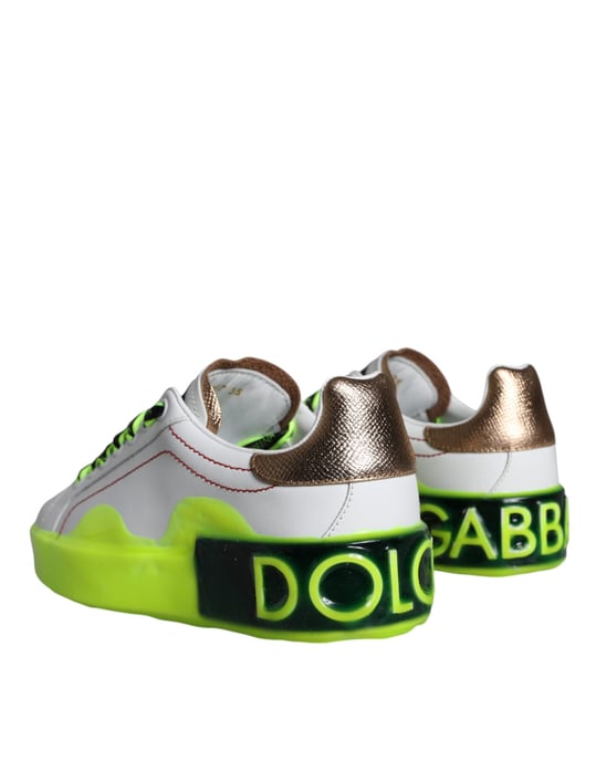 Dolce & Gabbana Weiße Leder Portofino Niedrigschnitt Sneaker Schuhe - Image 4