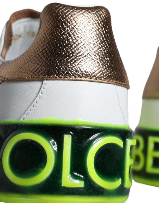 Dolce & Gabbana Weiße Leder Portofino Niedrigschnitt Sneaker Schuhe - Image 5