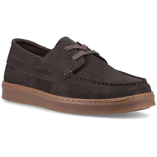 Hush Puppies Madden Leder Herren Schokoladen Bootsschuhe - Image 1