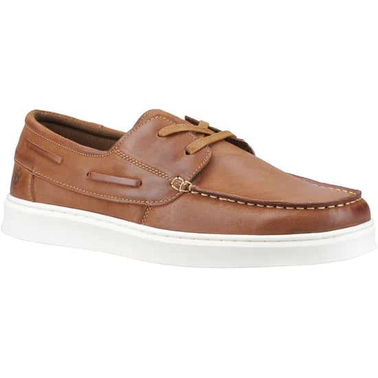 Hush Puppies Madden Leather Men's Tan Boat Shoes - Image 1