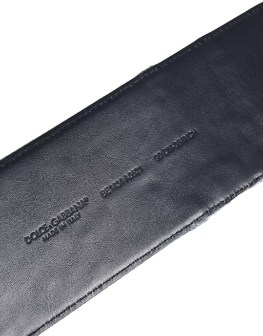 Dolce & Gabbana Zwei-Ton Blau Denim Goldmetall Schnalle Gürtel - Image 5
